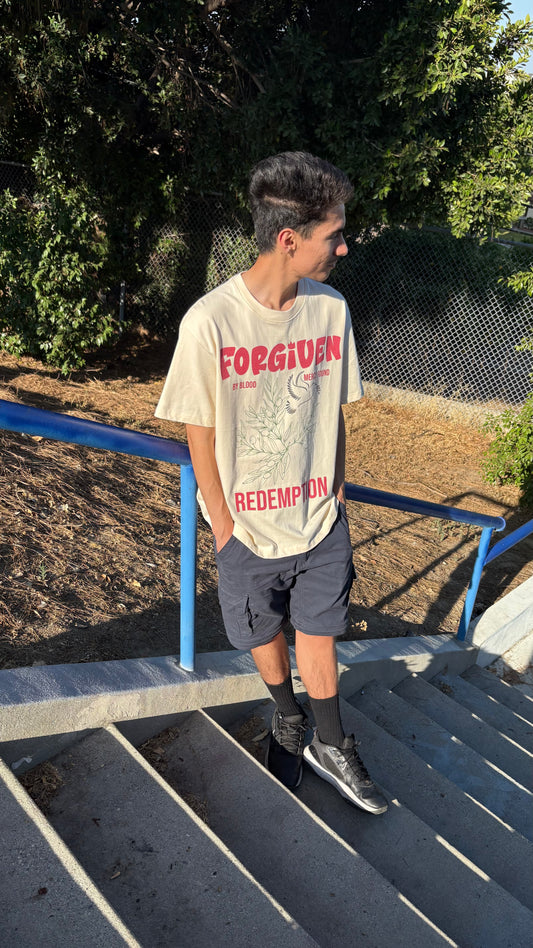 "Forgiven by Blood" Milk Apricot Tee