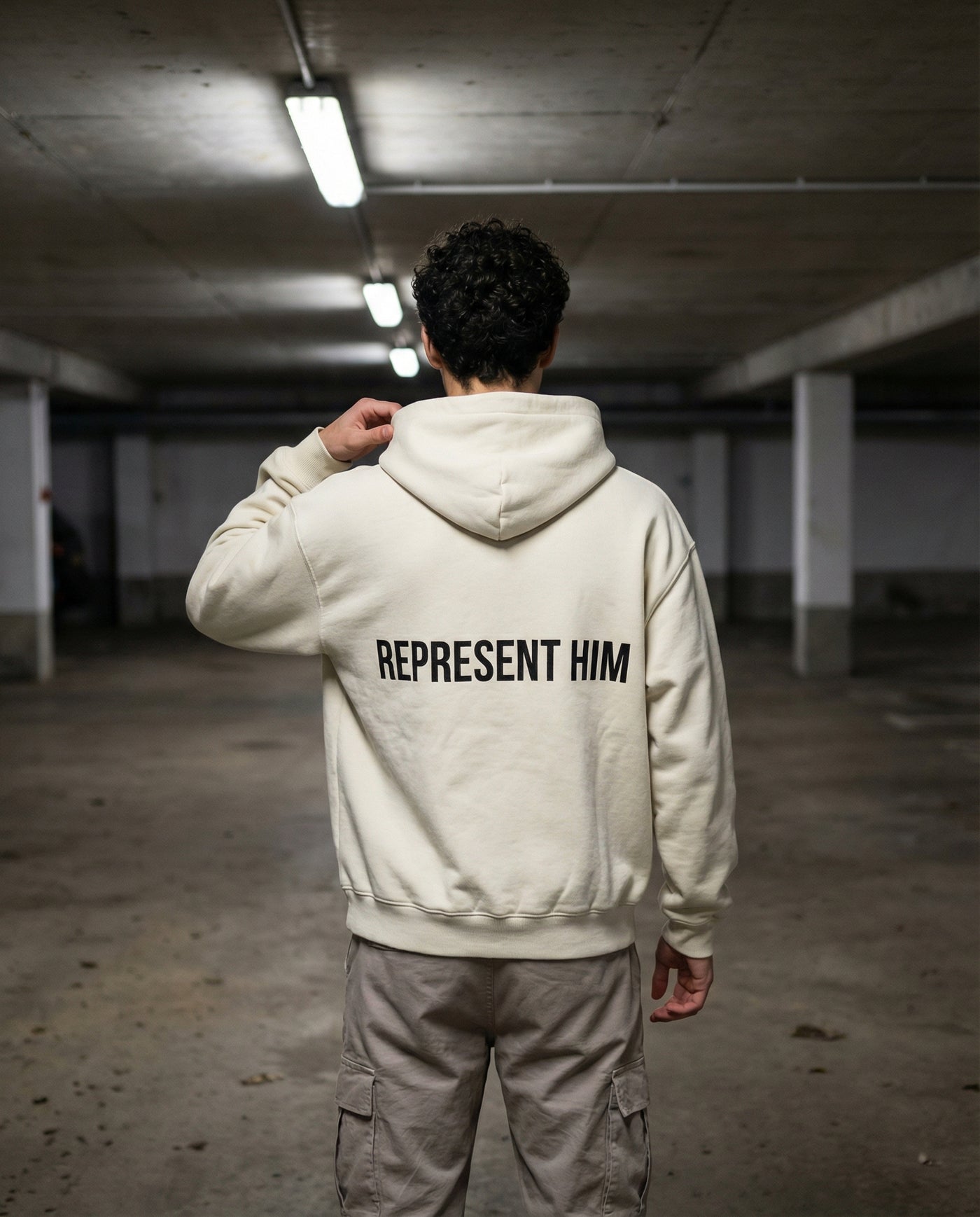“Represent Him” Cream Hoodie