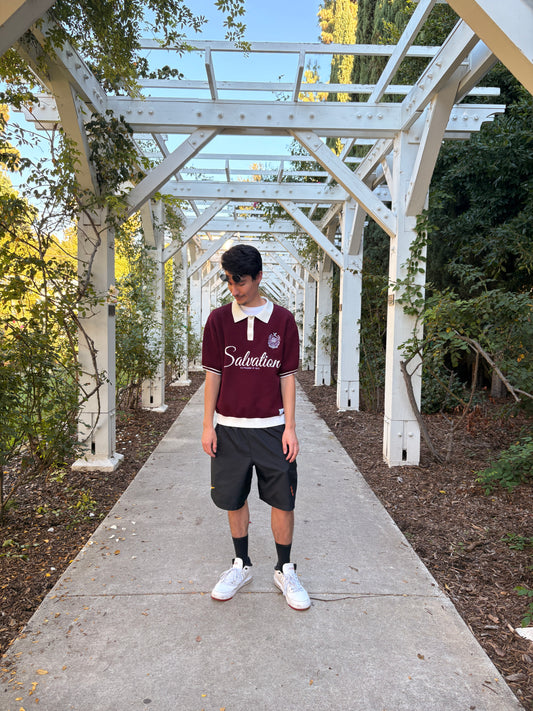 (Pre-Order) "Salvation" Burgundy Knit Polo