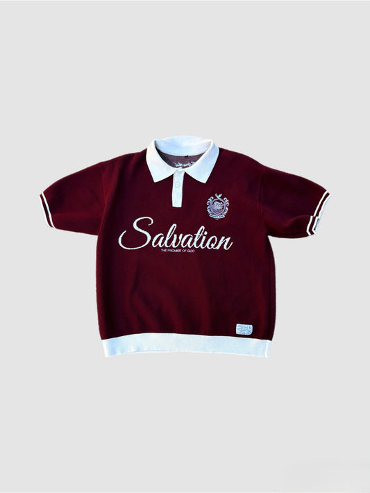 (Pre-Order) "Salvation" Burgundy Knit Polo