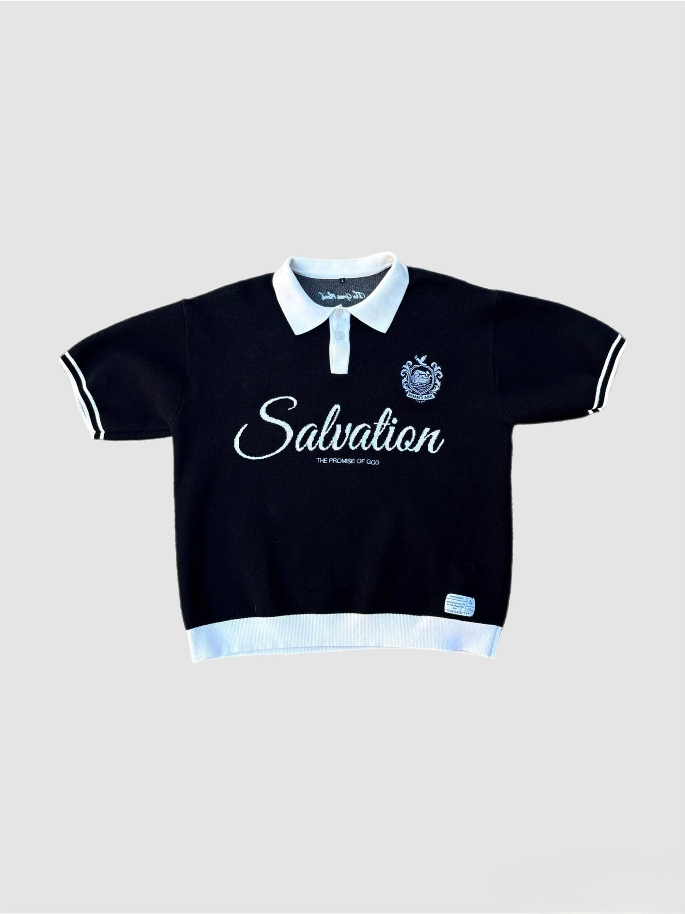 (Pre Order) "Salvation" Black Knit Polo
