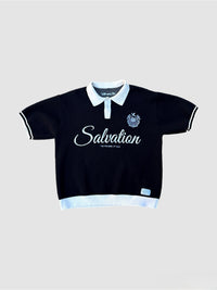 (Pre Order) "Salvation" Black Knit Polo