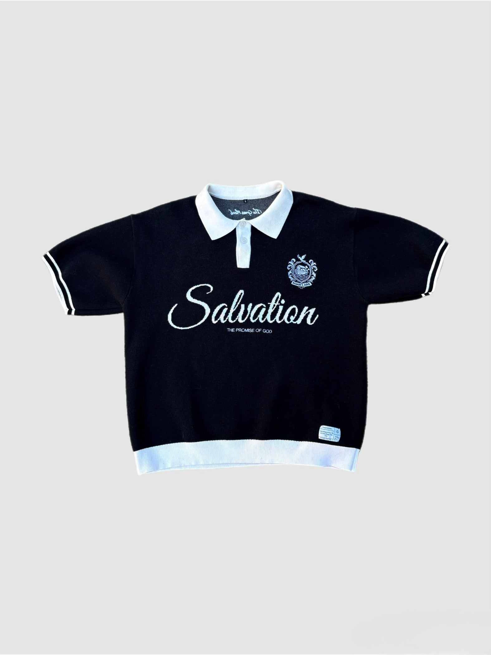 (Pre Order) "Salvation" Black Knit Polo