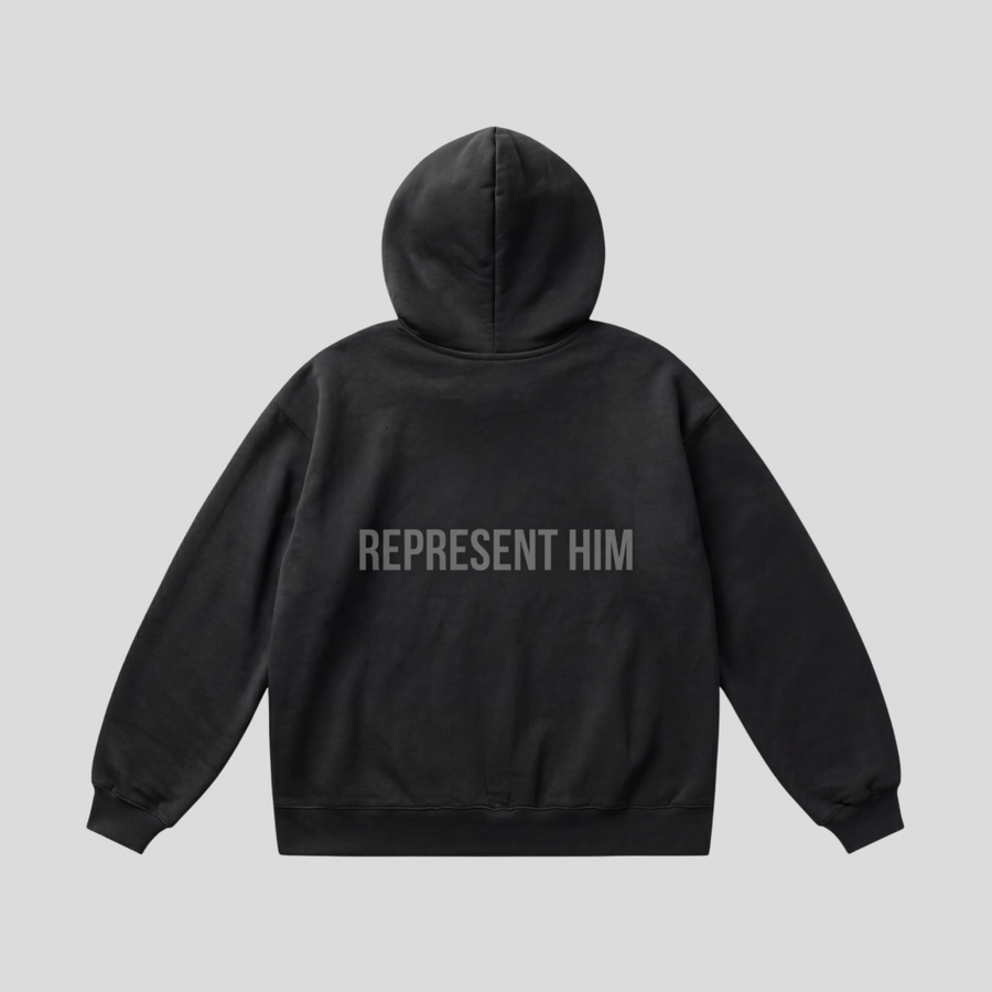 “Represent Him” Black Hoodie — Black