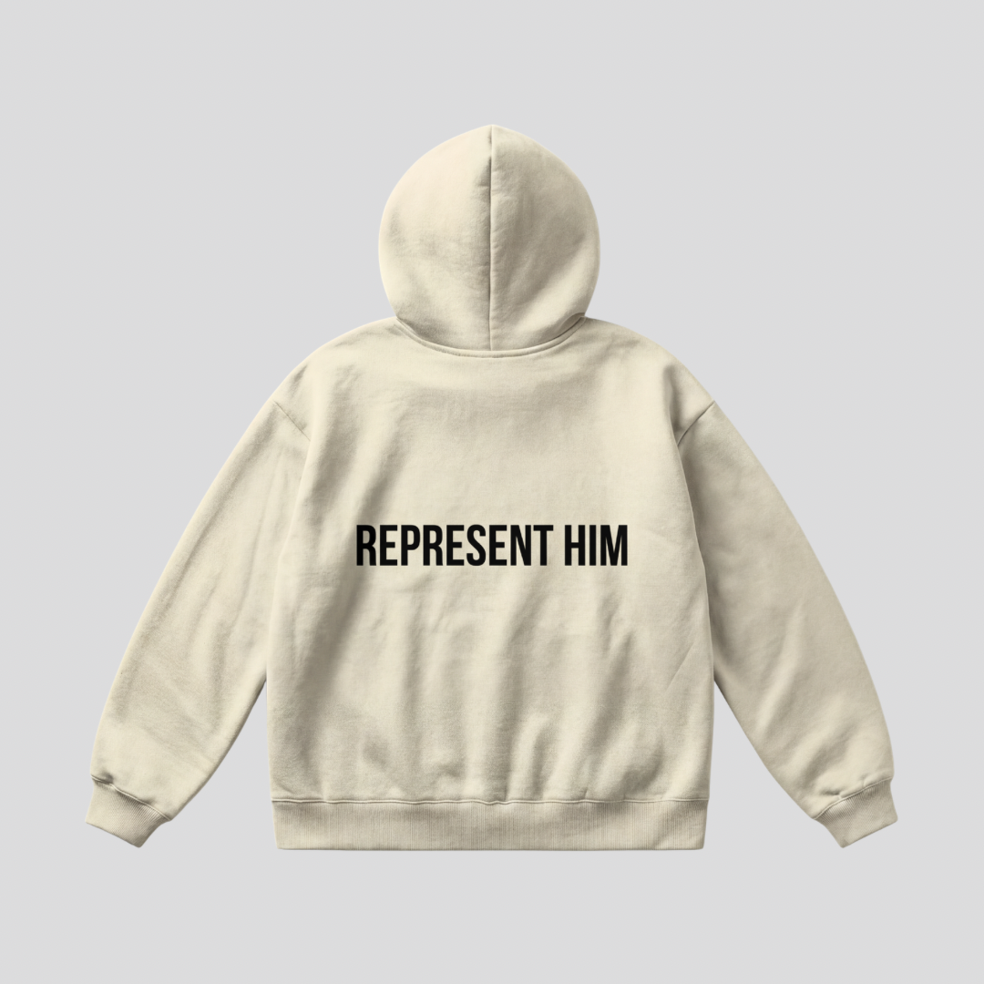 “Represent Him” Cream Hoodie