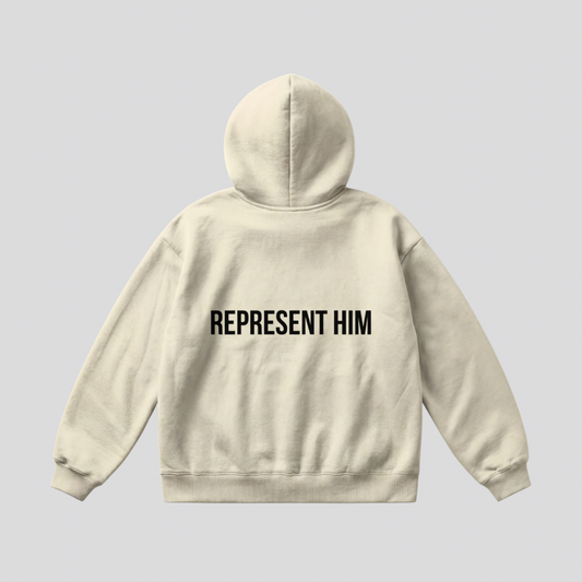 “Represent Him” Cream Hoodie