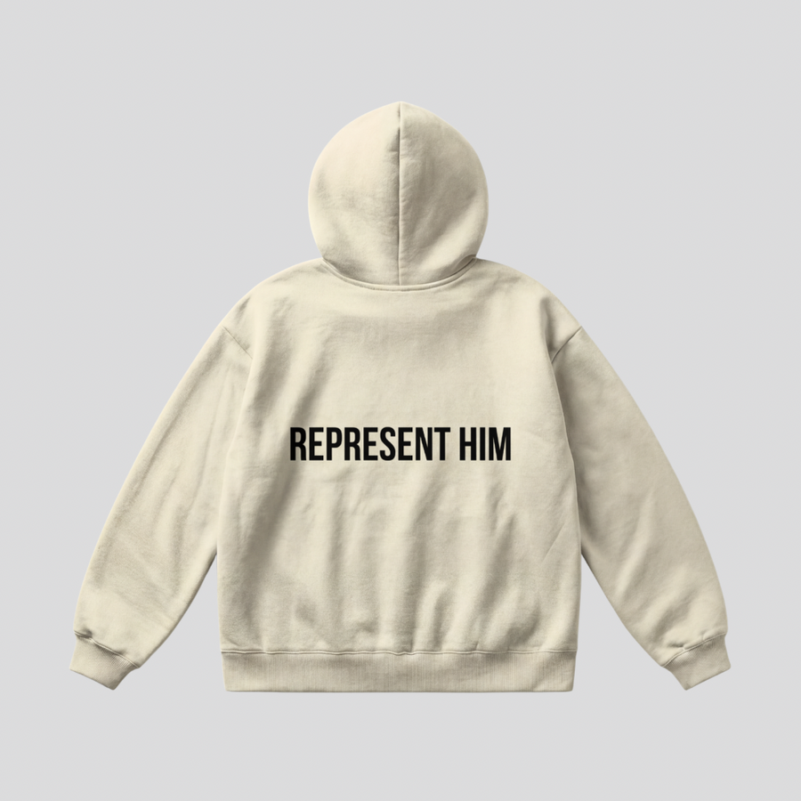 “Represent Him” Cream Hoodie — Cream