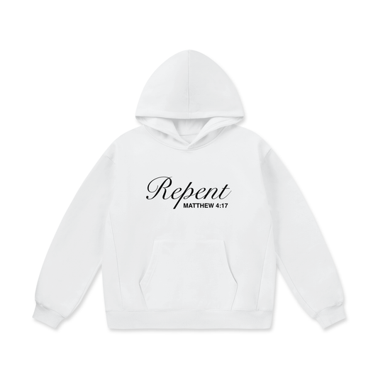 “Matthew 4:17” White Hoodie