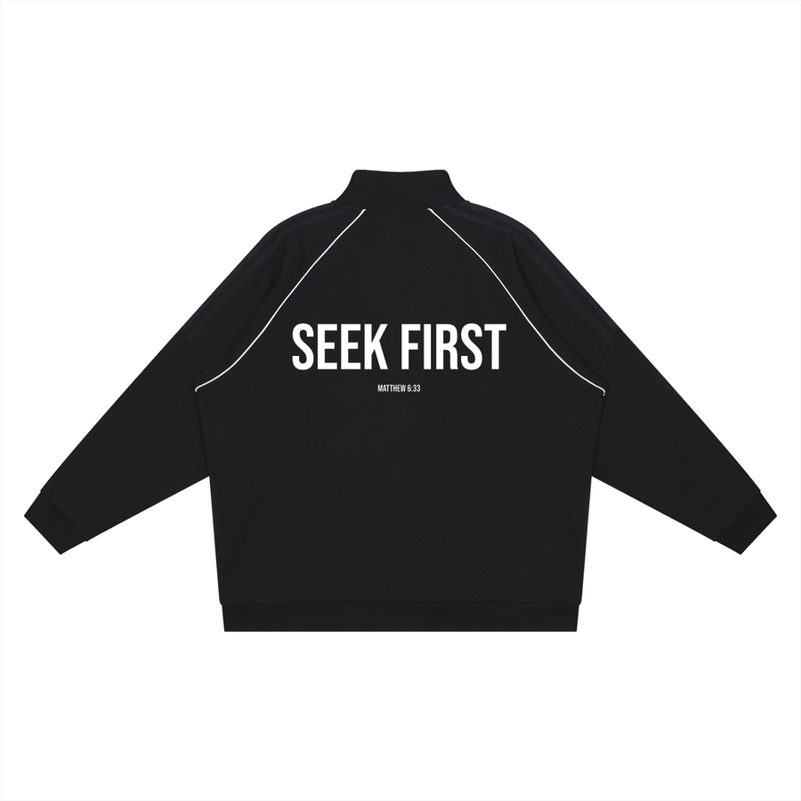 "SEEK FIRST" JACKET — Black - Image 2