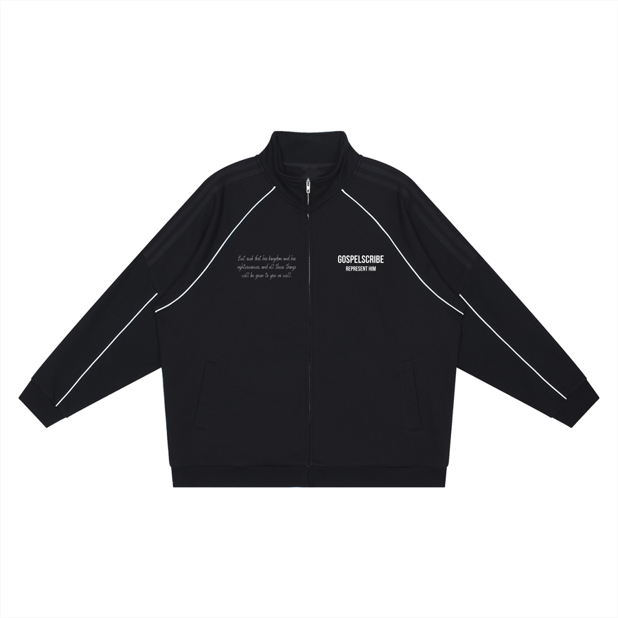 "SEEK FIRST" JACKET — Black